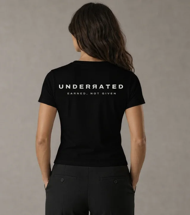 Women's Fitted Tee in Black, back view
