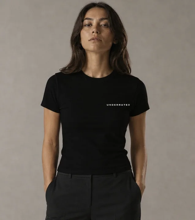 Women's Fitted Tee in Black, front view