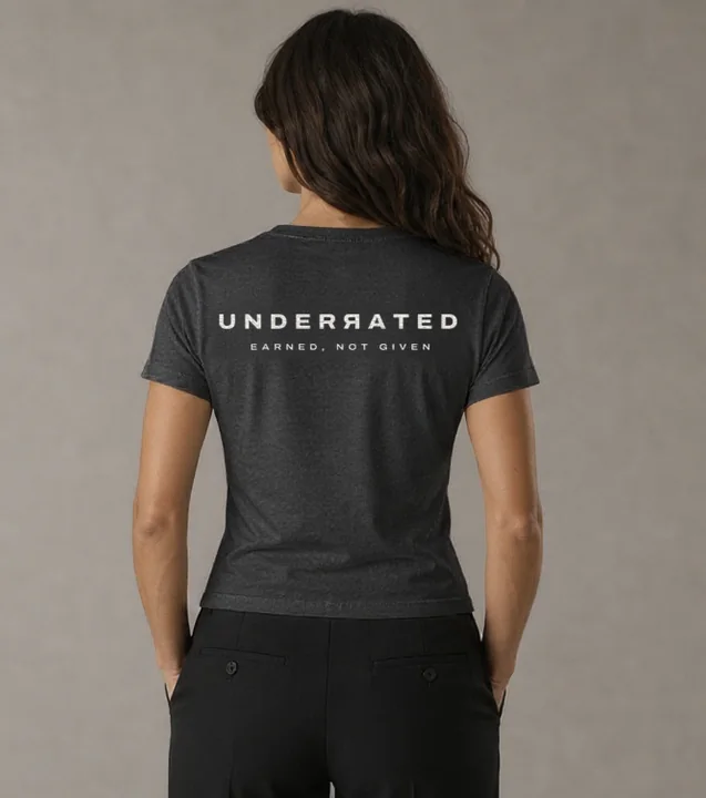 Women's Fitted Tee in Charcoal, back view