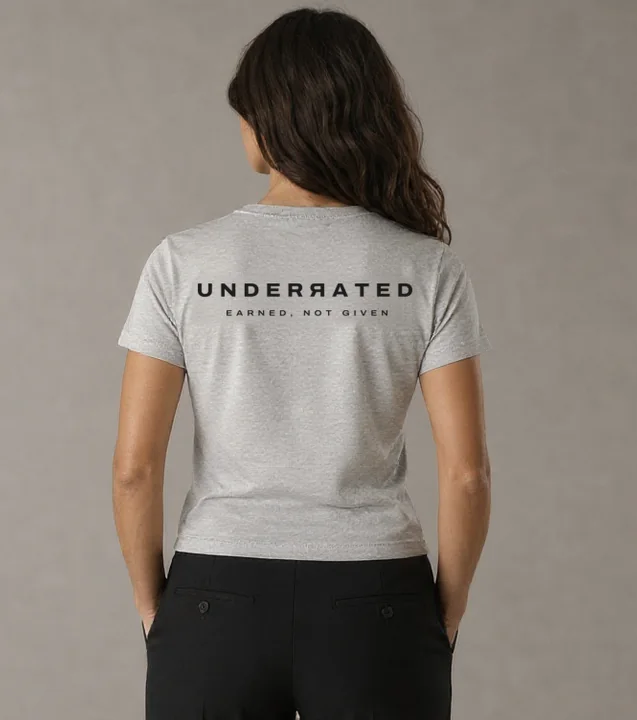 Women's Fitted Tee in Heather Grey, back view