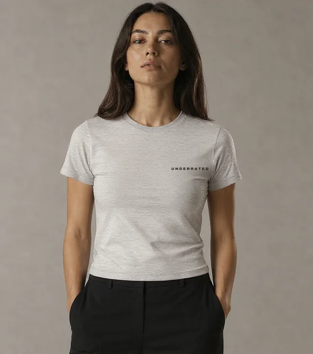 Women's Fitted Tee in Heather Grey, front view