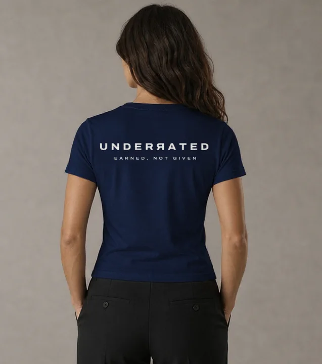 Women's Fitted Tee in Navy, back view