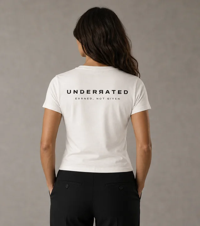 Women's Fitted Tee in Off-White, back view