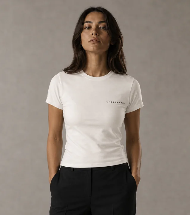 Women's Fitted Tee in Off-White, front view