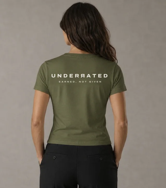 Women's Fitted Tee in Olive, back view