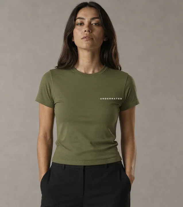 Women's Fitted Tee in Olive, front view