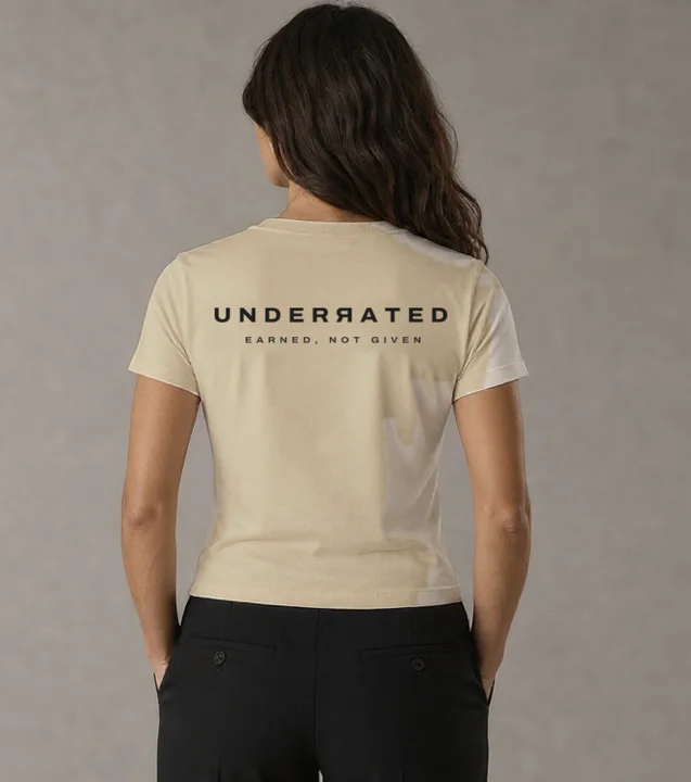 Women's Fitted Tee in Sand, back view